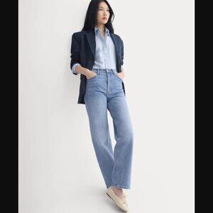 EVERLANE The Way High Jean in Medium Wash Straight Ankle, 24 Long (Inseam 29)